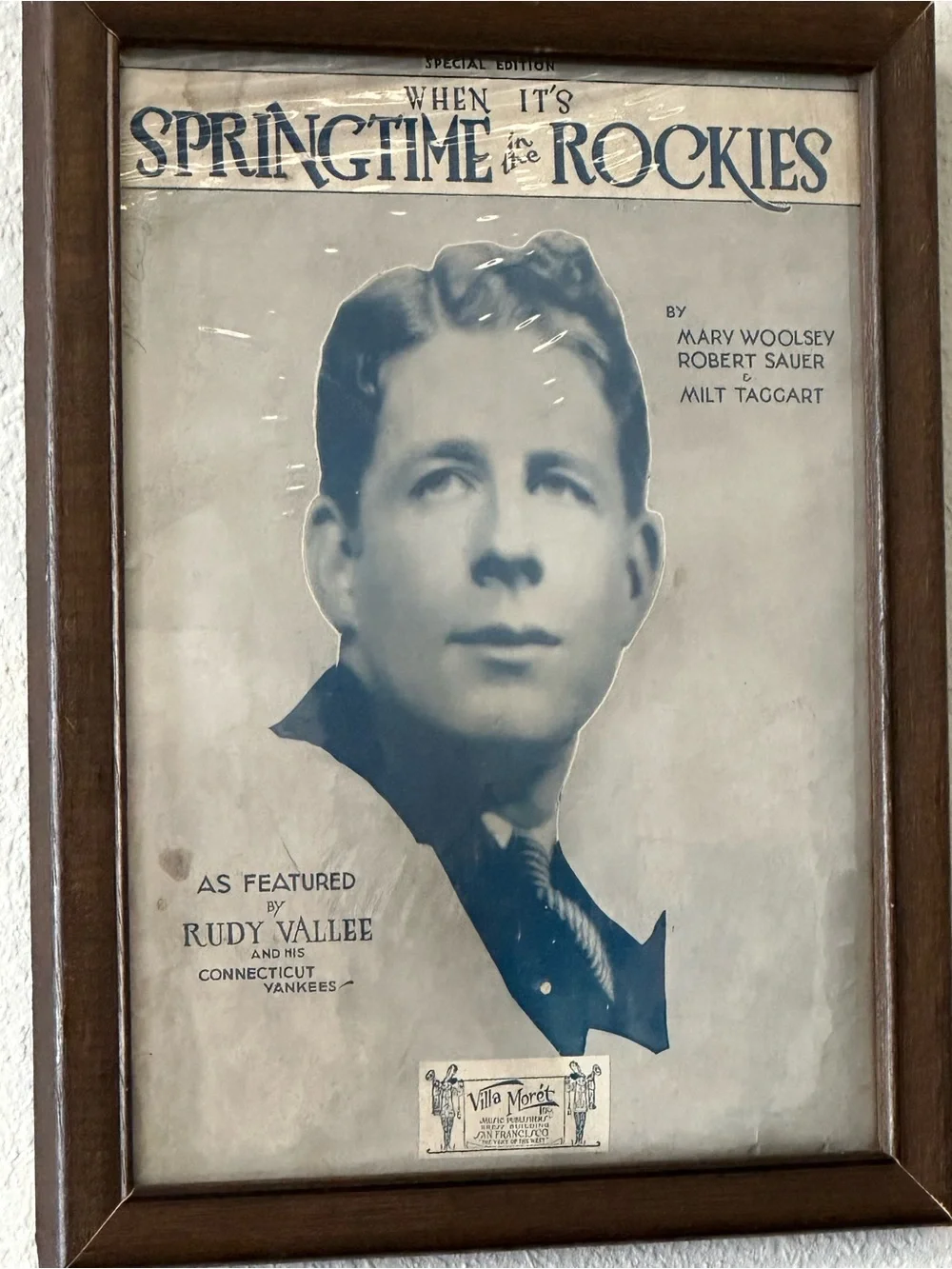 Vintage Rudy Vallée “When It’s Springtime in the Rockies” Framed Sheet Music